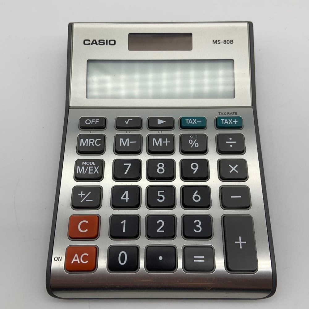 Casio MS-80B Solar Powered Standard Function Desktop Calculator Working!